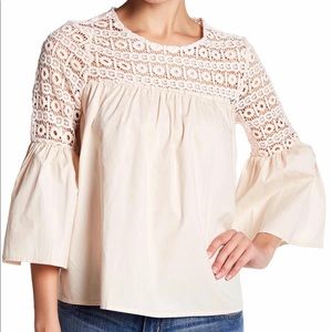 Lace Yoke Bell Sleeve Top